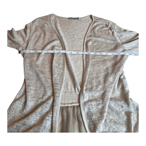 Elena Baldi Oat Sheer Cardigan with Contrasting Silky Hem Made in Italy Size L - Picture 12 of 12